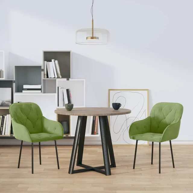 vidaXL Eetkamerstoelen 2 st fluweel lichtgroen groen, foto 2