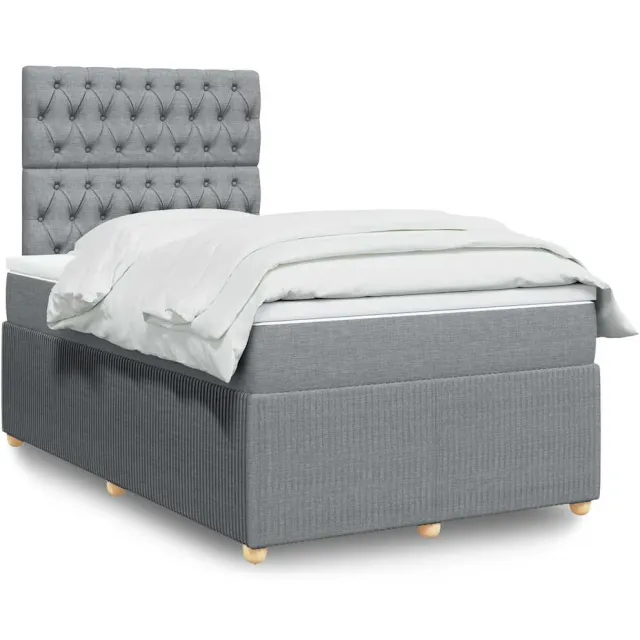vidaXL Boxspring met matras stof lichtgrijs 120x190 cm grijs