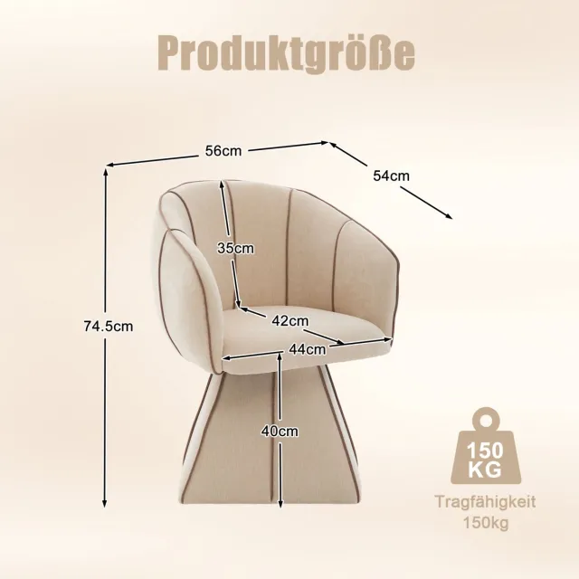 HAUSS SPOLE Fauteuil - Draaifauteuil Met Hoge Rugleuning En Armleuningen - 360 Graden Draaibaar - Voor Slaapkamer En Woonkamer - Chenille Camel