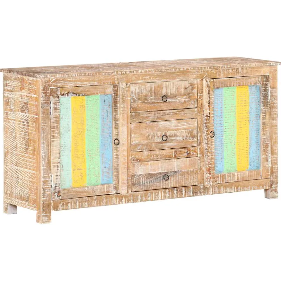 vidaXL Dressoir 151x40x75 cm ruw acaciahout meerkleurig, foto 4