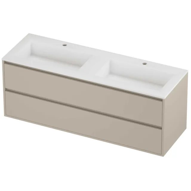 Proline Aristo Badmeubelset Polystone Elegant 2 Gaten 140x46x54 cm Mat White Soft Linen Beige