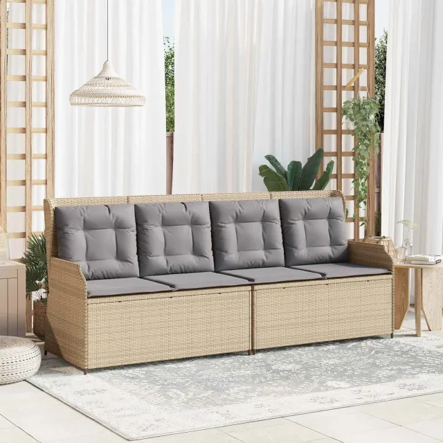 vidaXL Tuinbank Beige poly rattan, foto 2