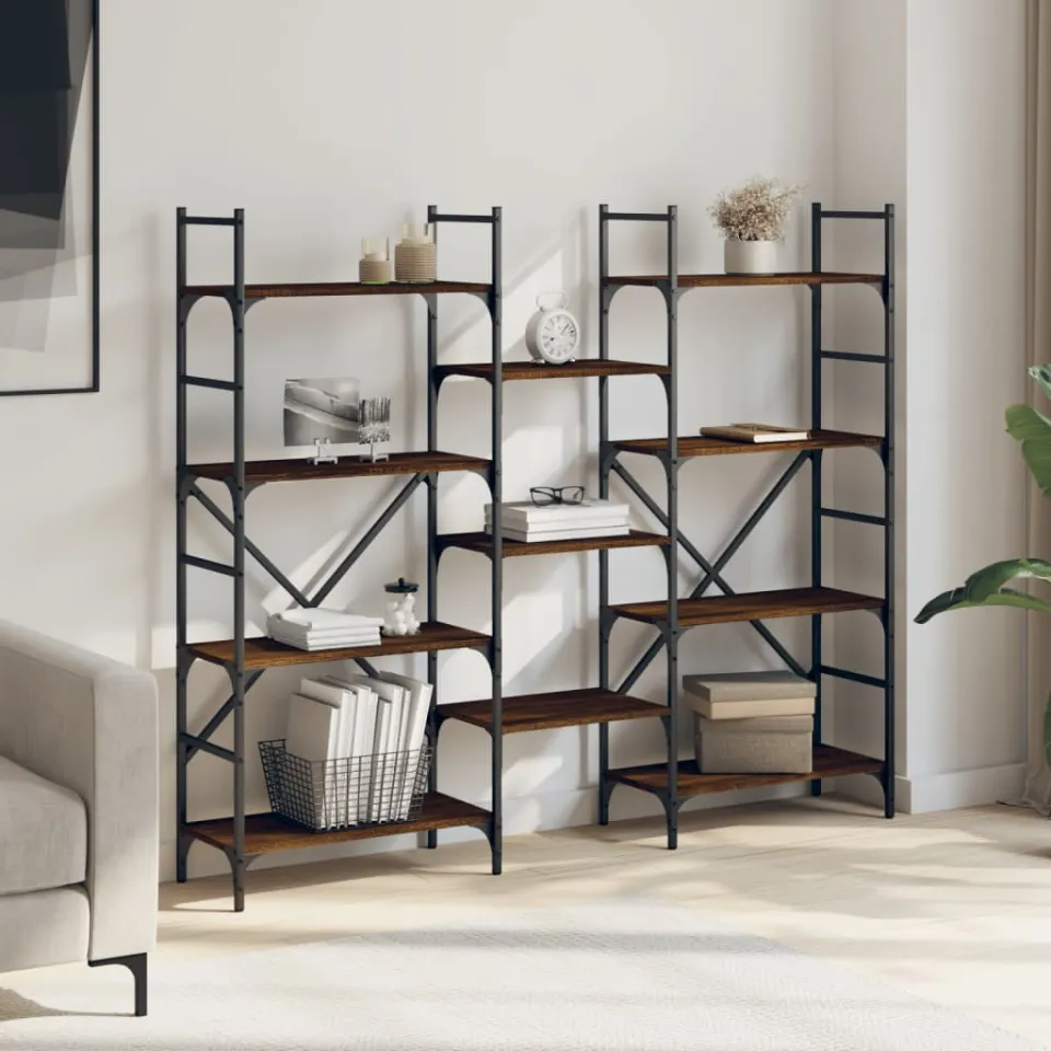 vidaXL Boekenkast 160x28,5x136,5 cm bewerkt hout bruin eikenkleur, foto 2