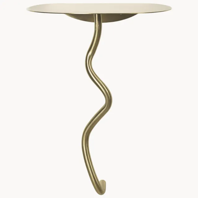 Ferm Living Wandbijzettafel Curvature van messing Goudkleurig