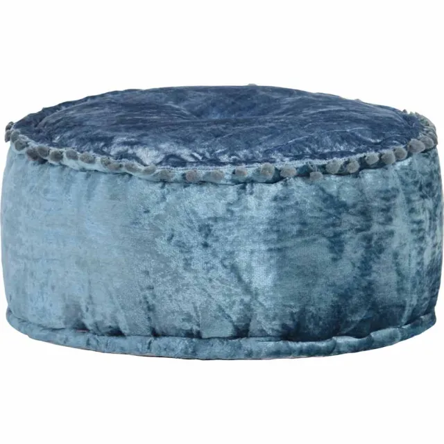 vidaXL Poef rond 40x20 cm fluweel blauw