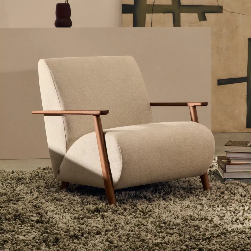 Kave Home Meghan fauteuil chenille beige, foto 4