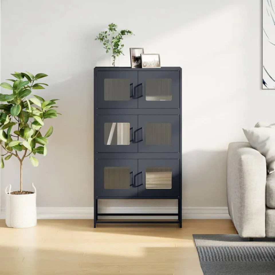 vidaXL Hoge kast 68x39x123 cm staal antracietkleurig, foto 2