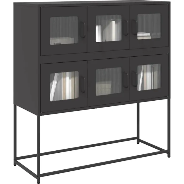 vidaXL Dressoir 100,5x39x107 cm koudgewalst staal zwart