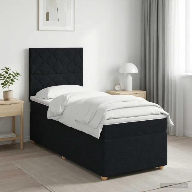 vidaXL Boxspringbed met matras met hoofdeinde Zwart 80 x 200 cm Stof