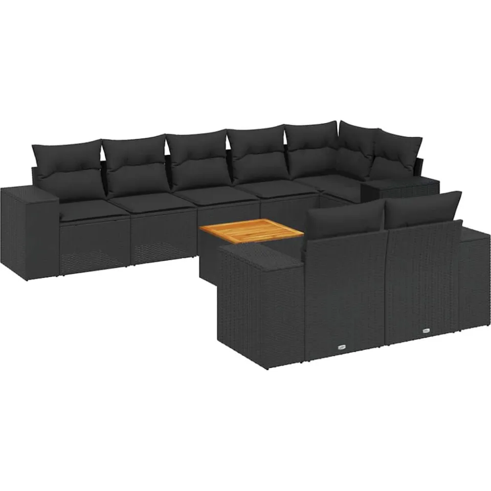 vidaXL Patio Sofa Set 9-zits Black, foto 3