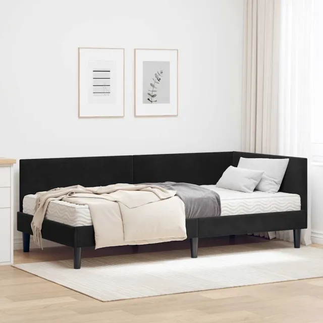 vidaXL Hoekbedframe met Matras 2 st Zwart 90 x 190 cm Fluweel
