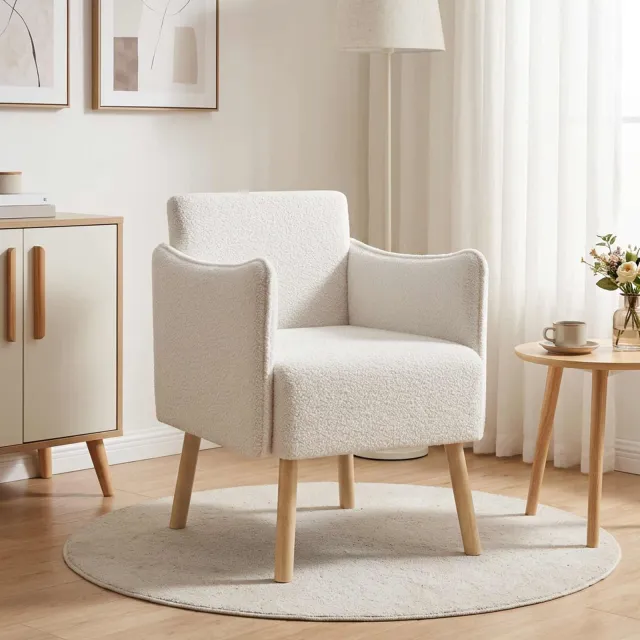 vidaXL Accentstoel Crèmekleurig Bouclé