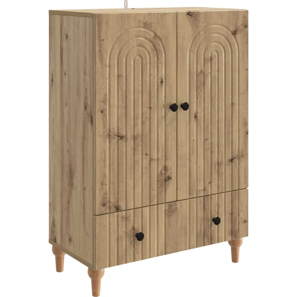 vidaXL Dressoir Artisanaal eiken 66 x 34,5 x 95 cm Bewerkt hout Bruin