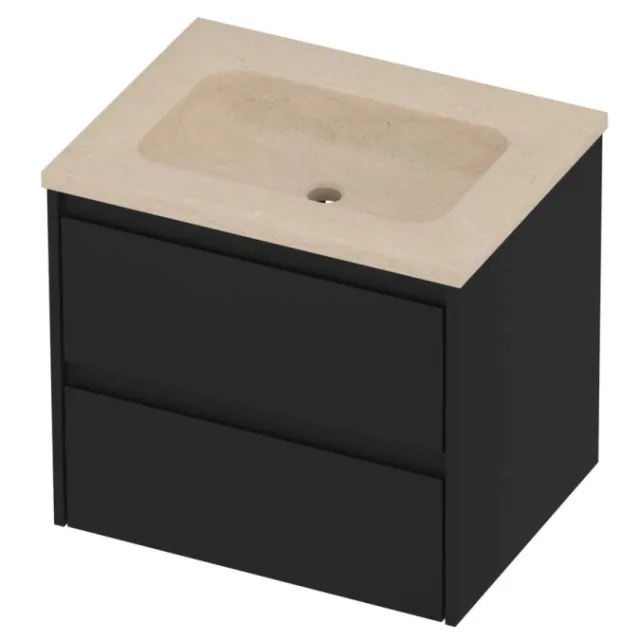Proline Rollo Badmeubelset Hardsteen Elegant 60x46x54 cm Sand Stone Mat Zwart