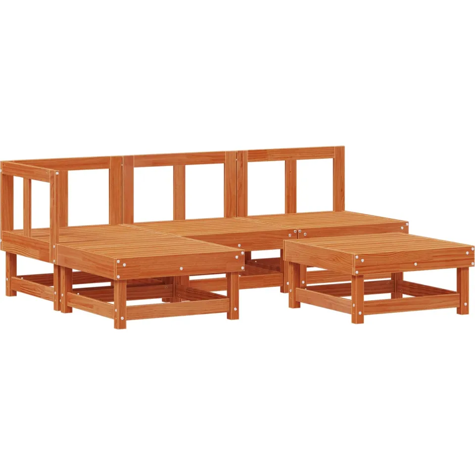 vidaXL Tuin loungeset 13 st Wasbruin Massief grenenhout