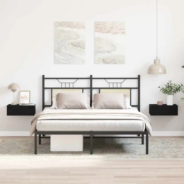vidaXL Nachtkastjes zwevend 2 st 40x32x15 cm bewerkt hout zwart eiken Bruin