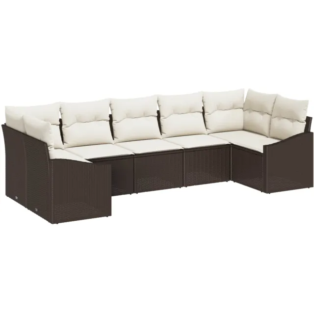 vidaXL Tuinbankenset 7 st Bruin en Crème poly rattan