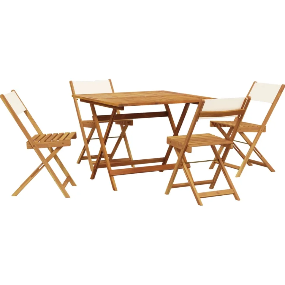 vidaXL 5-delige Tuinset massief hout en stof crèmewit, foto 4