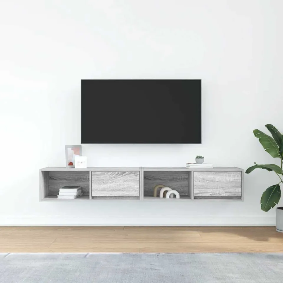 vidaXL Tv-meubelen 2 st 80x31x25,5 cm bewerkt hout grijs sonoma eiken, foto 3
