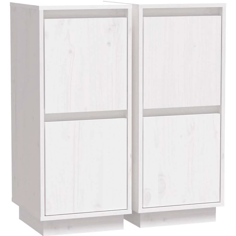 vidaXL Dressoirs 2 st 31,5x34x75 cm massief grenenhout wit