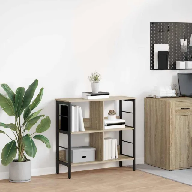 vidaXL Boekenkast 4-laags 82 x 32 x 79 cm Bewerkt hout Sonoma Eiken, foto 2