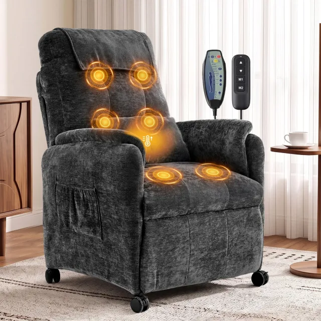LEADZM Elektrische Stoel - Elektrische Relaxstoel - Massagestoel - Relaxfauteuil - Zetel - Chenille - 1 persoons - Met armleuning - Donkergrijs