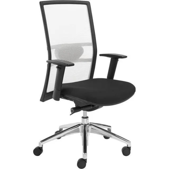 ABC Kantoormeubelen Ergonomische EN-1335 genormeerde bureaustoel 1514 Chroom frame met rug in Wit