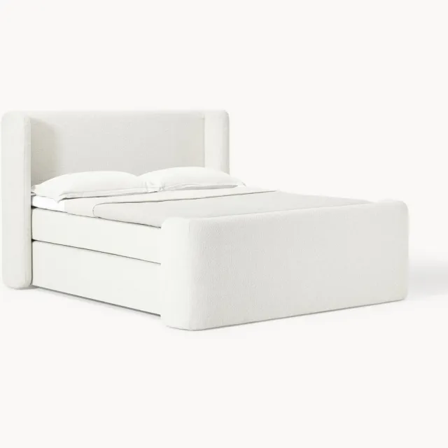 Westwing Collection Bouclé divan bed Perla Wit
