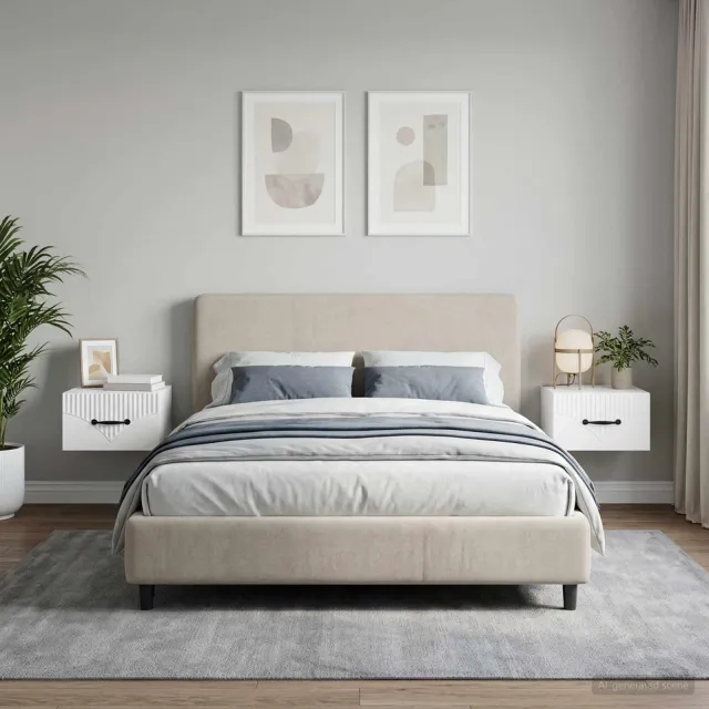 vidaXL Wandbeugel Bedkast 2 st Wit 34,5 x 33 x 20 cm Bewerkt hout, foto 2