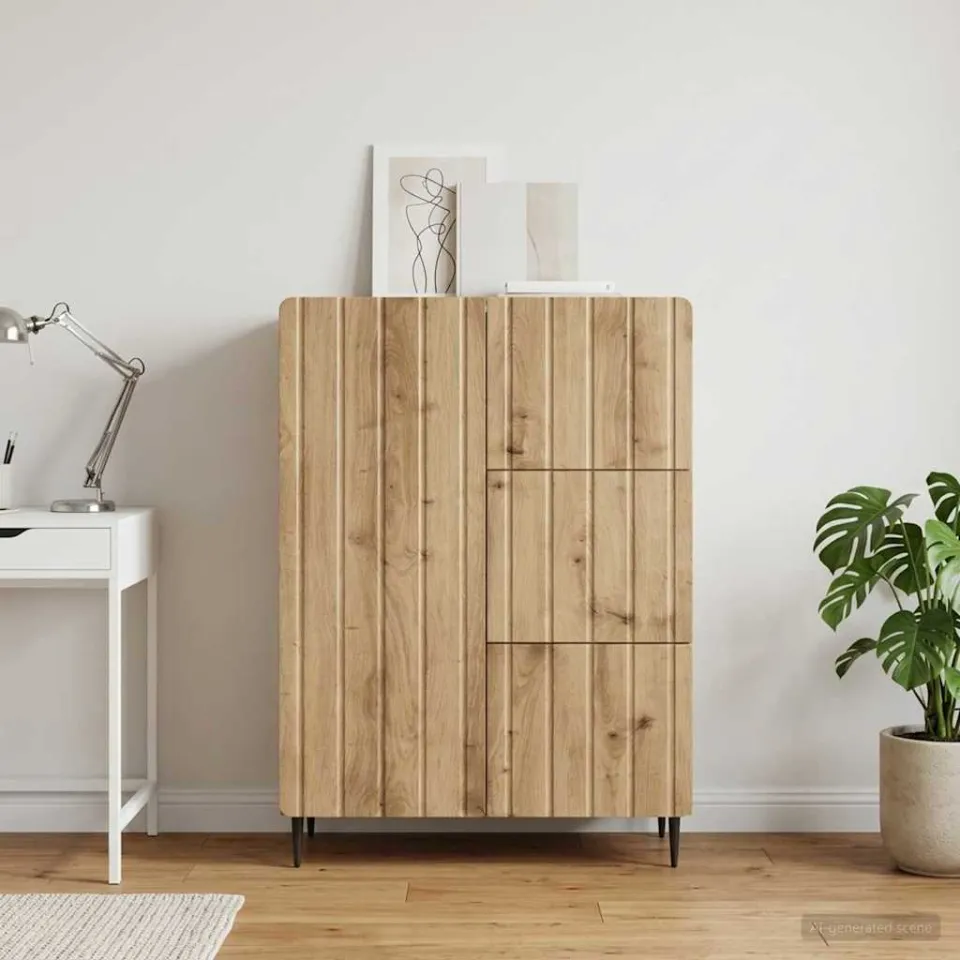 vidaXL Dressoir Artisanaal eiken 66 x 34,5 x 92 cm Bewerkt hout, foto 3