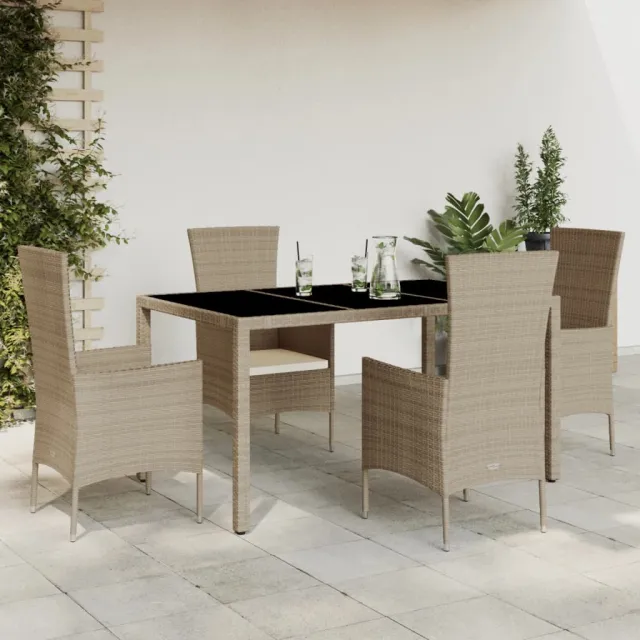 vidaXL 5-delige Tuinset met kussens poly rattan beige, foto 2