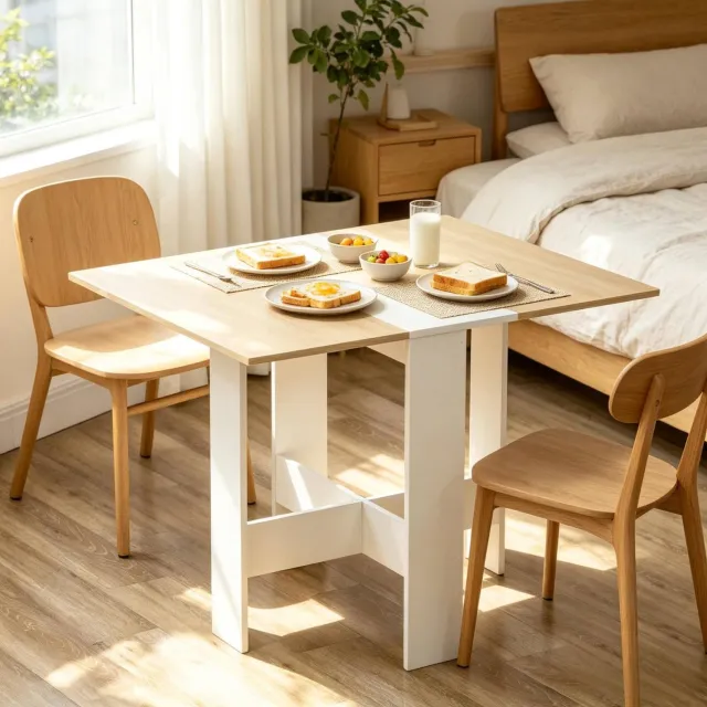 CHICFURN Klaptafel - Opklapbaar - MDF - Wit en eikenkleurig