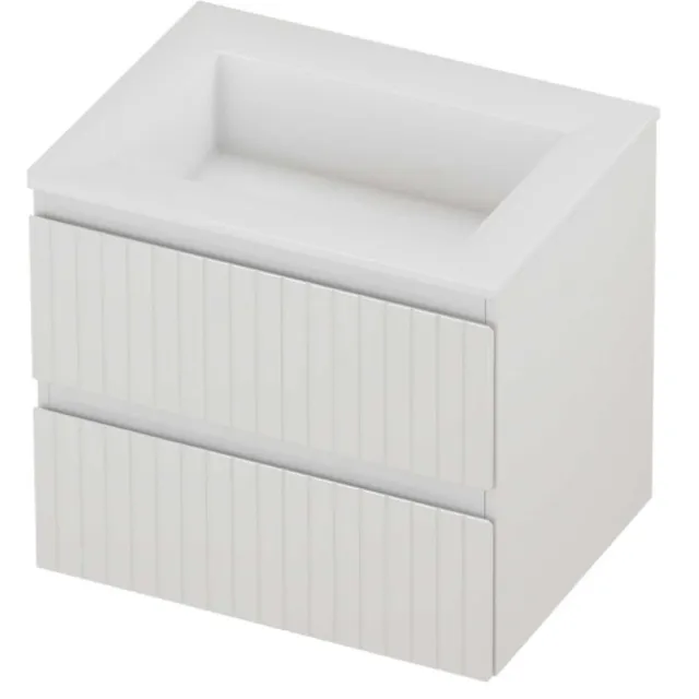 Proline Aristo Badmeubelset Polystone Elegant Gefreesd 60x46x54 cm Glans Wit Glans Wit