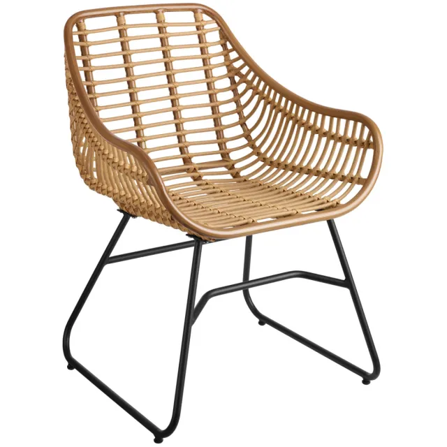 Vega 2x VEGA Terrasstoel Tomeo bamboe-look; 60x62x83 cm (BxDxH); zitting lichtbruin, frame zwart; 2 stuk / verpakking