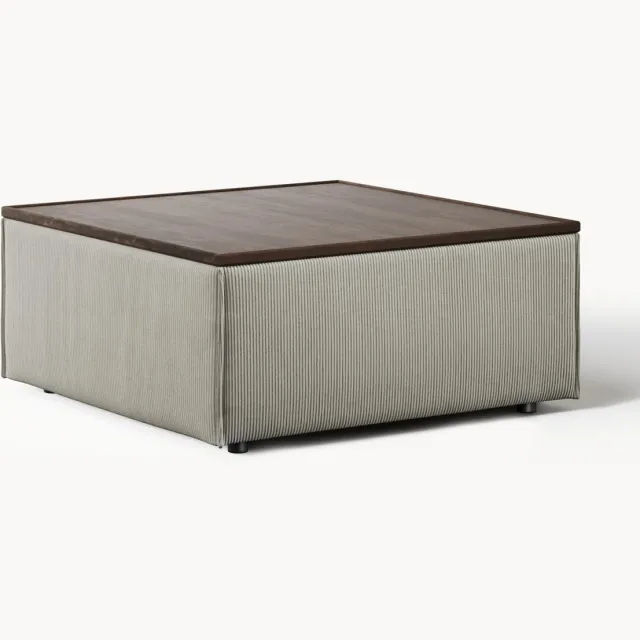 Westwing Collection Voetenbank Lennon van corduroy met opbergruimte Grijs