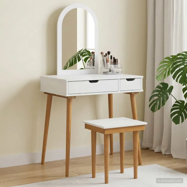 vidaXL Toilettafel Set FAUSKE 3 st Wit 76 x 50 x 143 cm