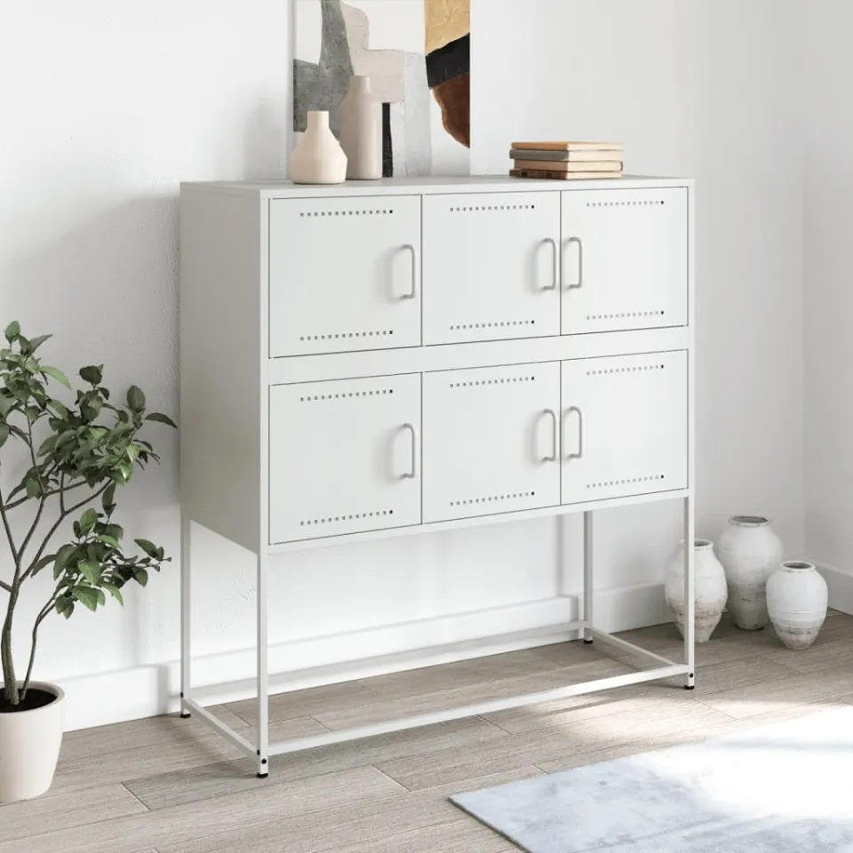 vidaXL Dressoir 100,5x39x107 cm staal wit, foto 3