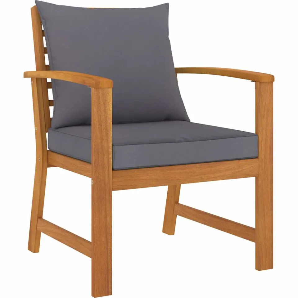 vidaXL 5-delige Loungeset met kussens massief acaciahout grijs, foto 4