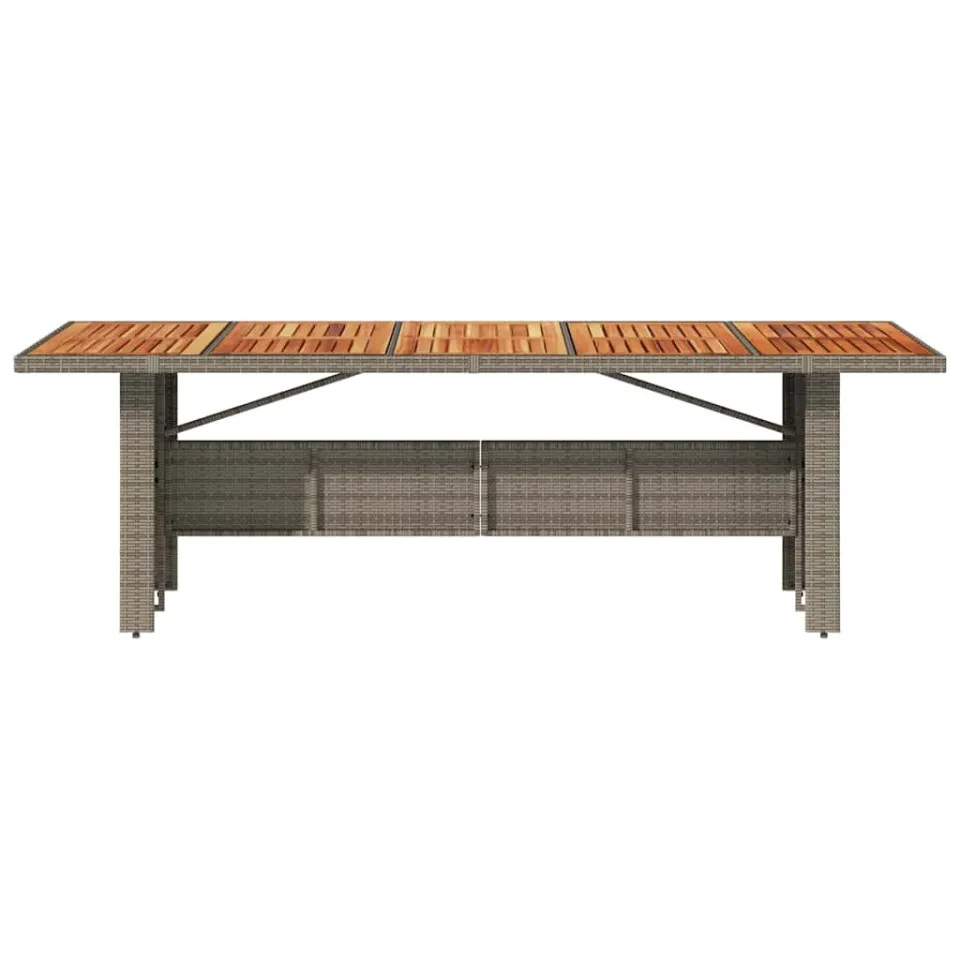vidaXL Tuintafel met acaciahouten blad 240x90x75 cm poly rattan grijs, foto 4