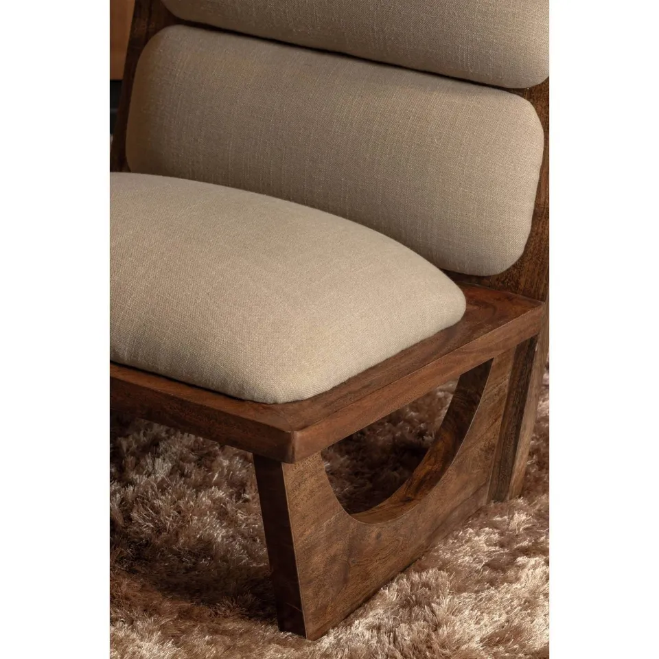 WOOOD Opulent Fauteuil - Bouclé/Hout - Naturel - 75x70x80, foto 6