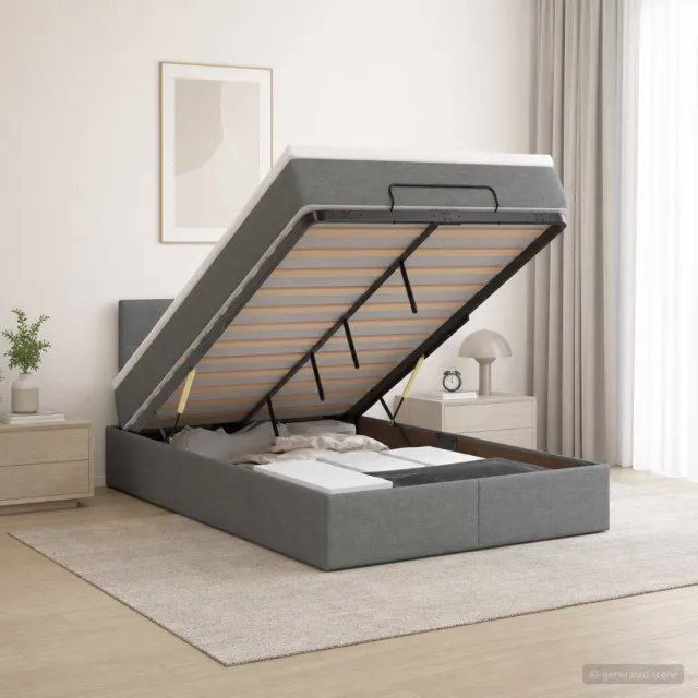 vidaXL Ottoman Bed met Matrassen en LED Donkergrijs 120 x 200 cm Stof