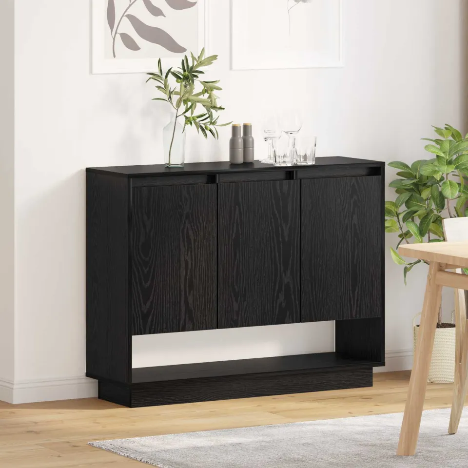 vidaXL Dressoir Zwart Eiken 97 x 29 x 75 cm Bewerkt hout, foto 4