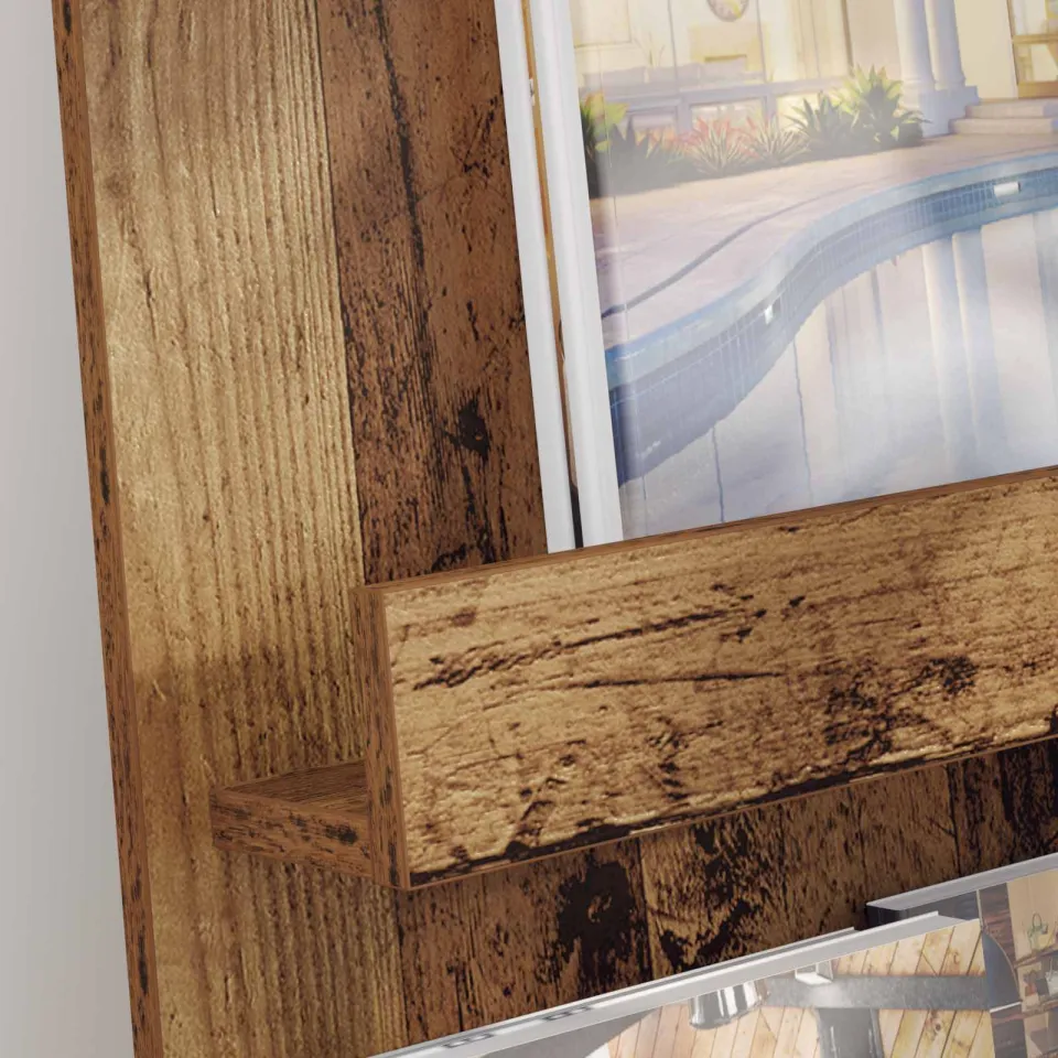 vidaXL Tijdschrift Rek met plank Oudhout 43 x 11 x 102 cm Bewerkt hout bruin, foto 3