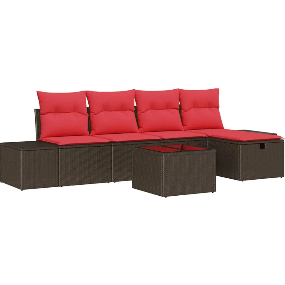 vidaXL Tuin Sofa Set 6 st Bruin poly rattan