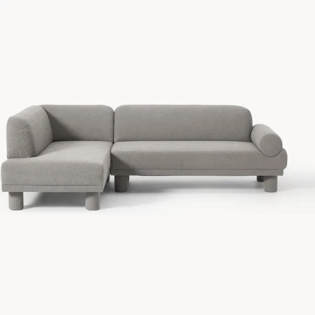 Westwing Collection Bouclé hoekbank Lilo Grijs