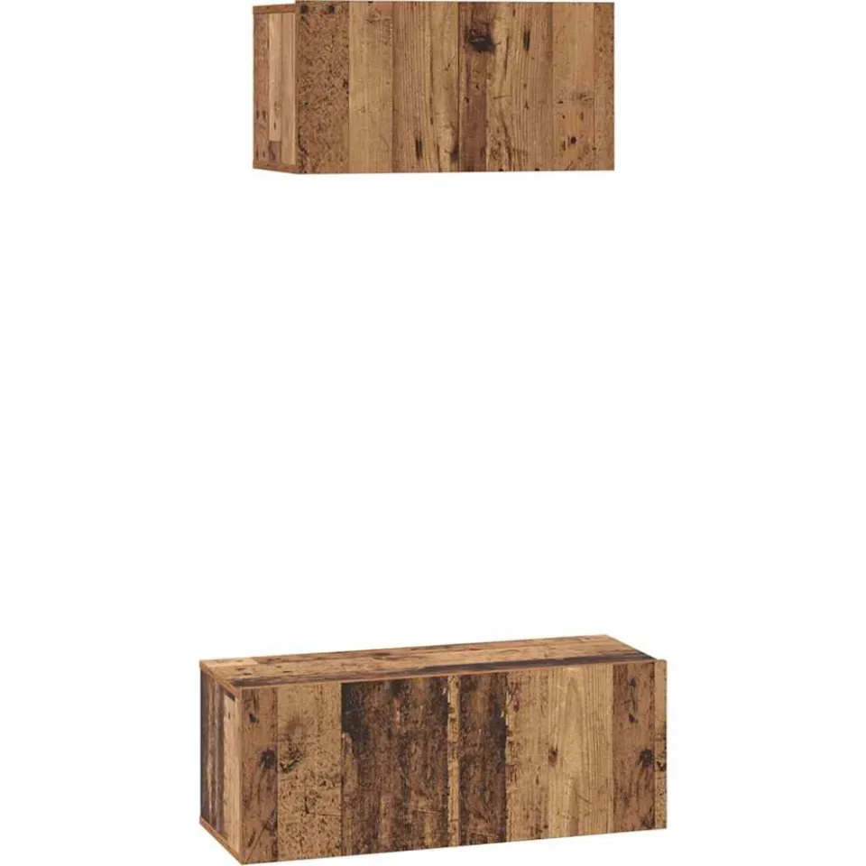 vidaXL Tv-meubelset 2 st Oud Hout Bewerkt hout bruin, foto 3