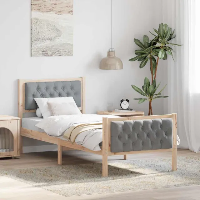 vidaXL Bedframe Lichtgrijs 75 x 190 cm Massief grenenhout Bruin