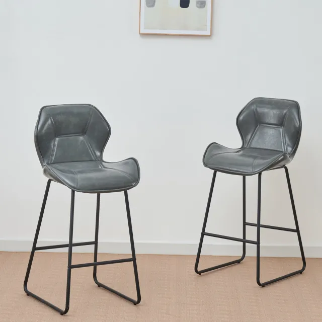 in& out door furniture 3-delige set barkrukken van kunstleder, moderne barstoelen met rugleuning, metalen frame en voetsteun, voor keuken, bartafel, thuisbar en eetgedeelte,Grijs