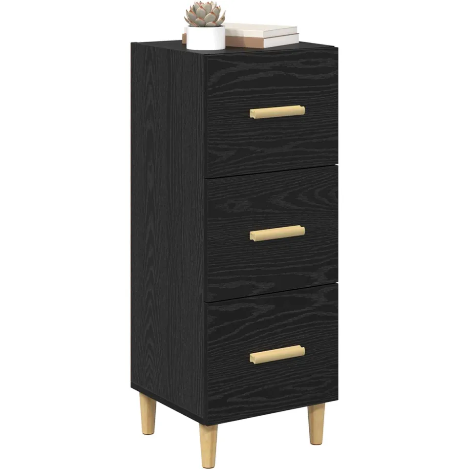 vidaXL Dressoir Zwart eiken 34.5 x 34 x 90 cm Bewerkt hout