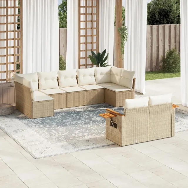 vidaXL Patio Sofa Set 9-zits Beige and Cream, foto 2